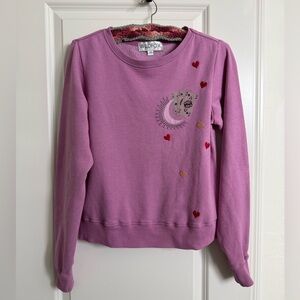 Wildfox embroidered pullover sweater hearts stars moon cards